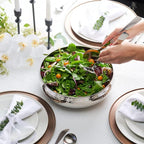 Salad Bowl and Serving Utensils - Hammered Detailing - Stainless Steel Mixing Bowls with Lids- Luxurious Serving Bowls (12" Hammered Salad Bowl)