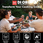 DI ORO Silicone Turner Spatula Set - Forever Warranty - Kitchen Spatulas for Nonstick Cookware - 600°F Heat-Resistant & BPA Free - Flexible & Thin Flippers for Turning Eggs & Pancakes (6 Piece, Black)