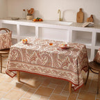 ISAENNE Designer French Red Small Rectangular Tablecloth,Linen Table Cloth with Cashew Pattern,Stain Proof Decor Tablecloths for Dining Thanksgiving Kitchen Christmas,55"*71"-Chauffrey D
