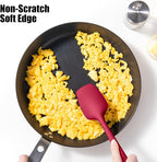 3-Piece Silicone Spatula Scrapers: Doosu 600°F Heat Resistant Food Grade Kitchen BPA Free Rubber Baking Cooking Tool Nonstick Utensil Set for Mixing, Scraping, Folding, Stirring, Serving (Multi-4)