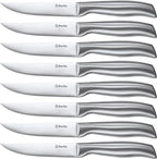 D.Perlla Steak Knives, Super Sharp Straight Edge Steak Knife Set of 8, Professional Straight Edge Kitchen Table Dinner Knives, Elegant High Carbon Stainless Steel Kitchen Steak Knife Set, 4.5IN
