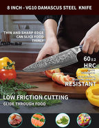 Chef Knife - 8 inch - Xuan Series - VG10 Damascus Steel Kitchen Knife - Resin Handle (Sapphire Blue)