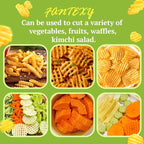 FANTEXY Crinkle Cutter for Veggies, Stainless Steel French Fry Cutter for Potatoes, Cucumbers, Carrots - Wavy Chopper, Waffle Fry Maker