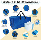 16 Pack Heavy Duty Extra Large Moving Bags with Backpack Straps & Large Vacuum Storage Bags Moving Supply Combo, Moving Totes with Handles & Zippers for Space Saving, Fold Flat, Includes Vacuum Bags