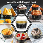 EUSOAR Disposable Ramekins, 200pcs 5oz Aluminum Cupcake Baking Cups Reusable, Mini Muffin Cups Cupcake Liners with Lids, Creme Brulee Containers Mold Tin, for Party Family Gathering Shower Catering
