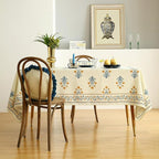 ISAENNE Designer French Pale Yellow Extra Long Rectangle Table Cloth,Linen Floral Tablecloth,Wrinkle Resistant Decor Tablecloths for Dining Thanksgiving Banquet Kitchen Party,67"*118"-Estevan A