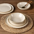 AmorArc Ceramic Dinnerware Sets,Handmade Reactive Glaze Stoneware Plates and Bowls Sets,Highly Chip and Crack Resistant | Dishwasher & Microwave Safe Dishes Set,Service for 8 (24pc)