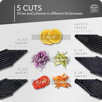 Borner V6 Exclusive Line V-Mandoline Slicer 8-in-1 Pro-Set, Stainless Steel Vegetable Cutter with Safety Insert, Slice Insert, 2 Blade Inserts