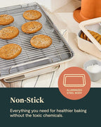 Caraway Nonstick Ceramic Bakeware Set (11 Pieces) - Baking Sheets, Assorted Baking Pans, Cooling Rack, & Storage - Aluminized Steel Body - Non Toxic, PTFE & PFOA Free - Cream