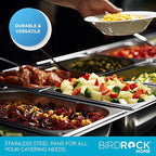 BIRDROCK HOME Stainless Steel Steam Table Pan - Hotel, Restaurant & Catering Supplies - 24 Gauge Steel, 6.2 qt Capacity - Meal Prep, Cooking, &Food Storage Container - 6" Depth, 1/3-Size (6 Pack)