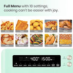 VAL CUCINA Retro Style Infrared Heating Air Fryer Toaster Oven, Extra Large Countertop Convection Oven 10-in-1 Combo, 6-Slice Toast, Enamel Baking Pan Easy Clean with Recipe Book, Green Color
