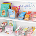 6 Pack Clear Plastic Organizer Bins with Handles for Home Organization. Storage Containers for Organizing Fridge, Freezer, Cabinet. Pantry, Great for Kitchen, Garage, Laundry Room. 10"x8"x5"