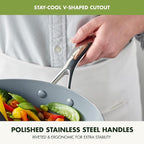 GreenPan Valencia Pro Tri-Ply Stainless Steel 12” Wok with Lid, Ceramic Nonstick PFAS-Free Coating, Multi Clad Cookware, Induction, Dishwasher Safe, Oven and Broiler Safe