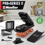 Mueller Pro-Series 10-in-1, 8 Blade Vegetable Chopper, Mandoline Slicer, Onion Mincer, Cutter, Dicer, Veggie Chopper with Container, Kitchen Essentials & Gadgets, House Warming Gifts New Home, Black