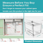 2 Pack Clear Under Sink Organizers, Pull Out Cabinet Organizer,2 Tier Bathroom Storage Organizer,Cabinet Drawers Organization Bins with Track for Kitchen,Pantry,Fridge,Vanity
