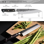 7 Inch Nakiri Knife, Black Forged Japanese Cleaver Knife Chefs Knife with High Carbon Stainless Steel, Japanese Nakiri Knife with Full Tang Pakkawood Handle, Christmas Gift with Premium Box
