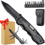 Gifts for Men Him Dad, Pocket Multitool Knife, Christmas Stocking Stuffers for Men, Anniversary Birthday Gifts for Husband, Boyfriend, Guy, Groomsmen, Fathers Day, Gadget for Hiking, Camping, Outdoor