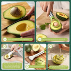 Avocado Slicer Tool Set,Stainless Steel Avocado Cutter Tool and Avocado Masher Tool,Quickly Slices Thinly and Masher,Suitable for Avocados,Potatoes,Dragon Fruit and Other Fruits Vegetables