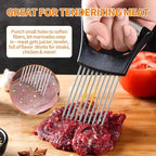 2PCS Onion Holder for Slicing, Upgraded Stainless Steel Onion Slicer Holder with Ergonomic Handle, Tomato Cutter, Vegetable Slicing Tool, Meat Tenderizer, Kitchen Food Cutting Gadget