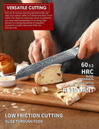 8 inch Bread Knife Serrated Kitchen Chef Knife - Damascus Steel & Resin Handle - Xuan Series (Starry Black)