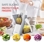 SupMaKin Safe Mandoline Slicer, Potato Slicer Maual Vegetable Chopper Adjustable Thickness Food Cutter, Kitchen Chopping Artifact for Cooking Meal Prep (Gray)