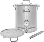BREWSIE Stainless Steel Home Brew Kettle w/Dual Filtration. Equip with False Bottom Thermometer and Ball Valve for Brewing (16 Gal/ 64 QT)…