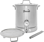 BREWSIE Stainless Steel Home Brew Kettle w/Dual Filtration. Equip with False Bottom Thermometer and Ball Valve for Brewing (10 Gal/ 40 Quart)…