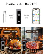 Wisebee Meat Thermometer Digital Wireless, 328FT Dual Probes Food Thermometer Bluetooth Remote Monitoring for Cooking- BBQ, Grill, Oven, Smoker