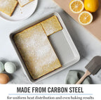 Martha Stewart Gallen 9 Inch Square Nonstick Carbon Steel Cake Pan - Cool Grey