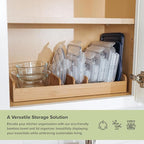 KitchenEdge Bamboo Kitchen Towel and Food-Storage Organizer, Perfect for Kitchen Drawers, Cabinets, Pantry, 5 Adjustable Wall Inserts, Organize & Store Plastic Food Containers