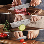 Sunnecko Kitchen Knife Set 3 Piece Chef Knife Set Professional High Carbon Stainless Steel, Sharp Kitchen Knives with Wooden Handle