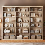 70.8" Tall Brown Bookshelf, Farmhouse Modular Bookcase with 6-Tier Adjustable Shelves, Large Storage Cabinet for Home Office, Living Room, Set of 3