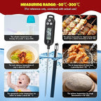 6 Pcs Meat Thermometer Food Thermometer with Probe Water Liquid Instant Read Digital Thermometer Cooking Thermometer Supplies BBQ Kitchen Thermometer for Cooking Milk Yogurt (Black)