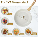 SENSARTE Nonstick Ceramic Frying Pan Skillet, 8-Inch Omelet Pan, Healthy Non Toxic Chef Pan, Induction Compatible Egg Pan with Heat Resistant Handle, PFAS-Free, White
