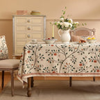ISAENNE Designer Floral Square Tablecloth,French Linen Light Beige Indoor Table Cloth,Fall Wrinkle Resistant Home Decor Tablecloths for Dining Thanksgiving Kitchen Party,67"*67"-Flora A