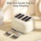 Toaster 4 Slice, Retro Stainless with 6 Bread Shade Settings,1.5''Wide Slots Toaster with Cancel/Defrost/Reheat Functions,Dual Independent Control Panel, Removal Crumb Tray (Cream)