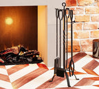 Fire Beauty 5 Pieces Fireplace Tools Sets Fireplace Accessories Tools Holder with Handles Tools for Indoor Fireplace Decor Outdoor Fire Pit Modern Tool(Black)