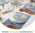 Exquisite 80 Piece Plastic Disposable Plates Set For 40 Guests I 20 X 9 Inch & 40 X 11 Inch Disposable Plastic Plates | Color: Clear | Great for Weddings Parties And Formal Occasions