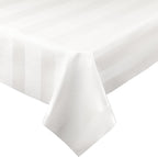 Luxury Table Protector Pad, 2 in 1 Table pad + Great Looking Tablecloth - Heat Resistant, Spill & Stain Proof - Flannel Backing (54x108, White - Silk Stripe)