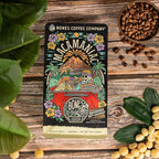 Bones Coffee Company Macamaniac, Macadamia and Coconut Flavored Coffee, Medium Roast Low Acid Arabica Beans Compatible with Auto drip and French Press Coffee Maker, 12 Oz Whole Bean