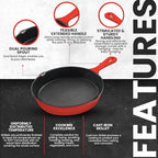 Utopia Kitchen Saute Frying Pan 6.5 Inch, Cast Iron Chefs Pan, Pre Seasoned Cast iron Skillet, Safe Grill Cookware for Indoor & Outdoor Use, Red
