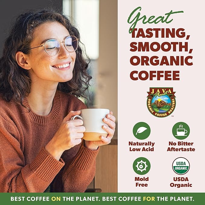 Low Acid Organic Coffee – Whole Bean, Mold-Free & Stomach Friendly by Java Planet, Ethiopian Single Origin Coffee, Medium Roast, Smooth Full Flavored, 5LB Bag