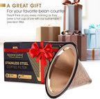 Compatible with Hario V60, Chemex Pour Over Coffee Filter - Wide Metal Base Reusable Stainless Steel Coffee Dripper - Paperless Coffee Filter for Sustainable Brewing