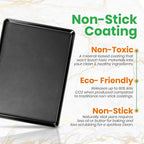 NutriChef 2-Piece XL Mega Cookie Sheet Baking Pans Set - 22" x 16" Extra Large Nonstick Carbon Steel Oven Baking Tray Pans, Stackable Bakeware, Black - NCLGBP16