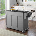 Crosley Furniture Alexandria Granite Top Rolling Kitchen Island Storage Cart, Microwave Stand, Spice Rack, Gray