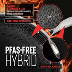 Hell's Kitchen Hybrid 8" Frying Pan, Tri-Clad Stainless Steel and Nonstick Ceramic PFAS Free, no PFOA, no PTFE, no Teflon, Non Toxic Cookware, Metal Utensil Safe, All Cooktops, Oven Safe
