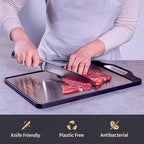 Matiks Stainless Steel Cutting Board Set - 16”×11” Large Double Sided Dishwasher Safe Metal Cutting Board for Kitchen – Ideal for Chopping Meat & Veggies - Christmas Gift & Housewarming Gifts New Home