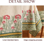 patdrea Designer Green Small Tablecloth for Rectangle Table,Vintage Linen Leaves Pattern Breathable Table Cloth,Floral Cover Decor for Kitchen Dining Christmas,Thanksgiving,55"x71"-Cecilia D