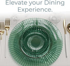 Exquisite 80 Piece Plastic Disposable Plates Set For 40 Guests I 20 X 9 Inch & 40 X 11 Inch Disposable Plastic Plates | Color: Green| Great for Weddings Parties And Formal Occasions