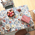 patdrea Designer Blue Small Tablecloth for Rectangle Table,Vintage Linen with Leaves and Floral Pattern Tablecloths,Farmhouse Decor Cover for Kitchen Dining Christmas,Thanksgiving,55"x71"-Ivar a